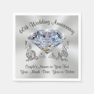 Personalised Christian Diamond Anniversary Napkins