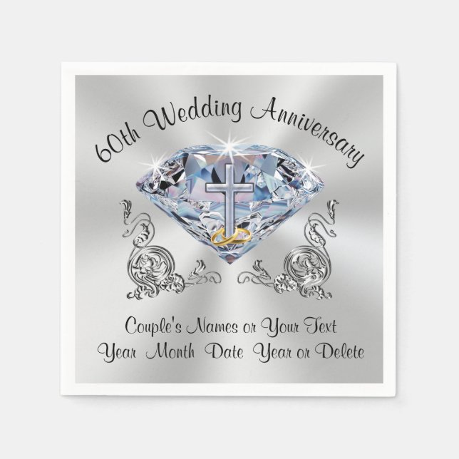 Personalised Christian Diamond Anniversary Napkins (Front)