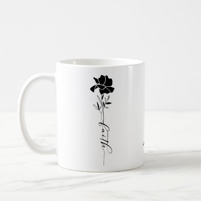 Personalised Christian Faith Floral Coffee Mug (Left)