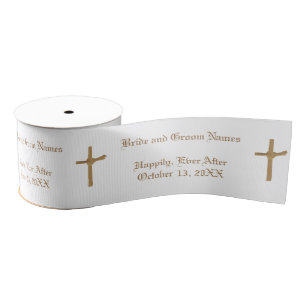 Personalised Christian Patterned Wedding Ribbon Grosgrain Ribbon