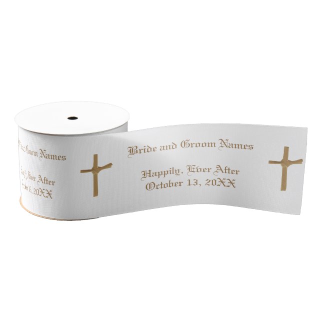 Personalised Christian Patterned Wedding Ribbon Grosgrain Ribbon (Spool)
