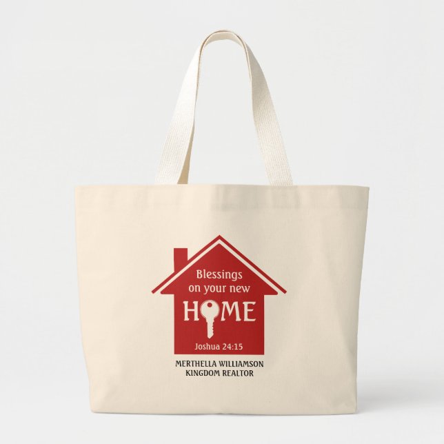 Personalised Christian REALTOR Real Estate  Large Tote Bag (Front)