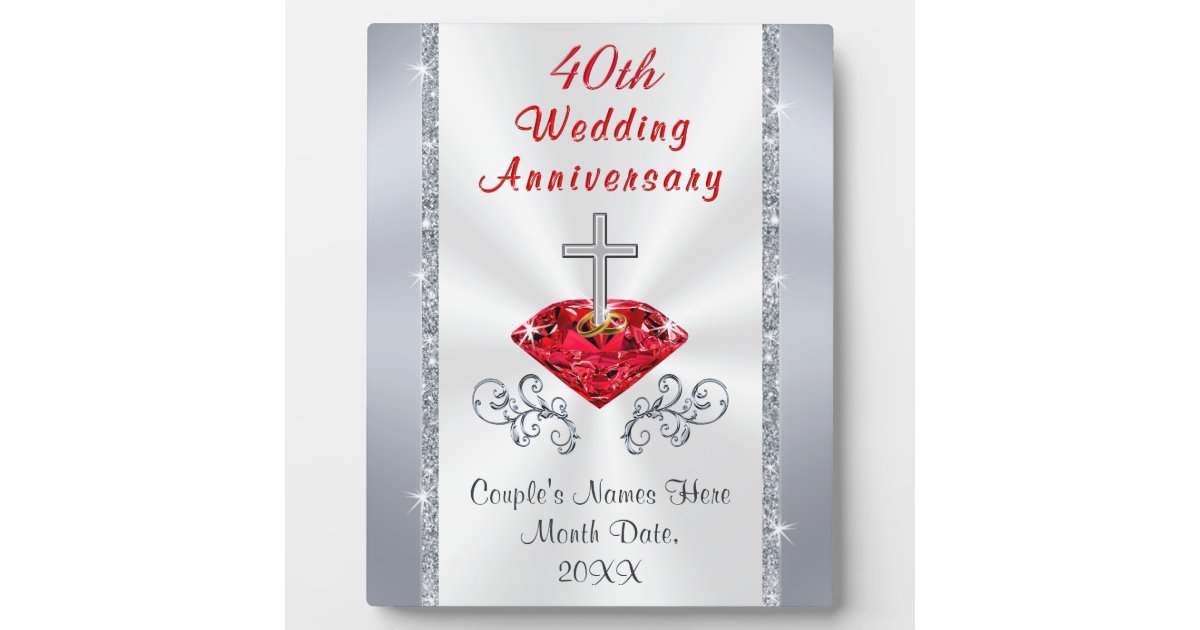 Personalised Christian Ruby Anniversary Gift Ideas Plaque Zazzle Co Uk