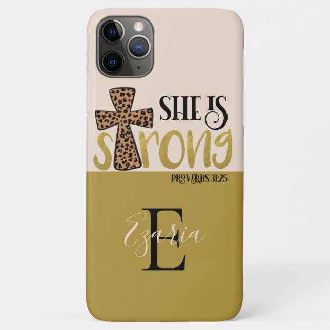 Personalised Christian She Is Strong Proverbs 31 Case-Mate iPhone Case (Back)