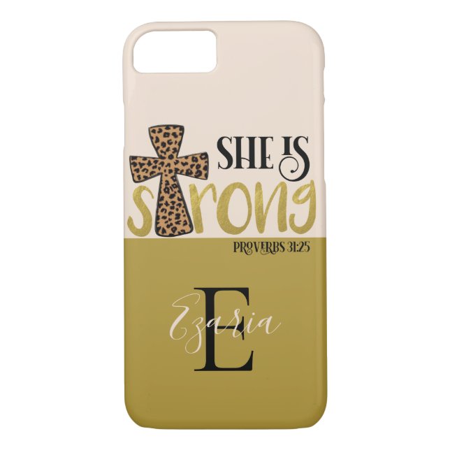 Personalised Christian She Is Strong Proverbs 31 Case-Mate iPhone Case (Back)