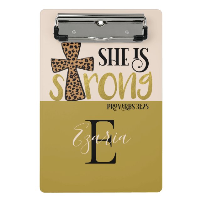 Personalised Christian She Is Strong  Proverbs 31 Mini Clipboard (Front)