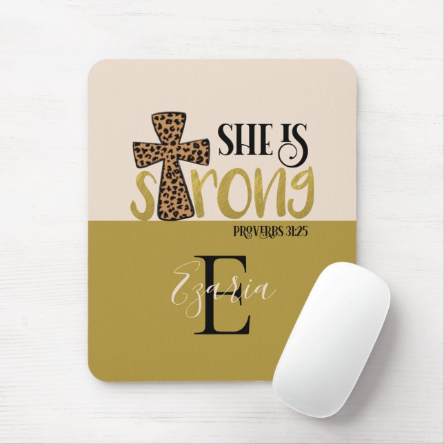 Personalised Christian She Is Strong Proverbs 31 Mouse Mat (With Mouse)
