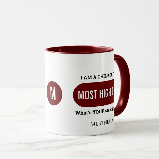 Personalised Christian Superpower Monogram Mug (Front Right)