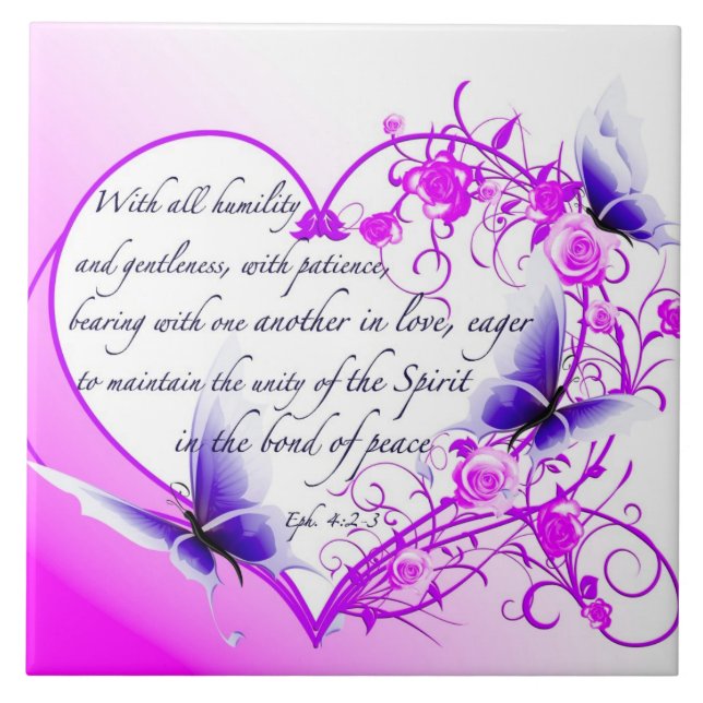 Personalised Christian Tiles - Ephesians 4:2-3 (Front)