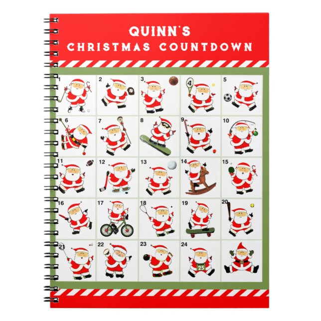 personalised Christmas Advent Calendar Notebook (Front)