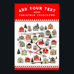 Personalised Christmas Advent Calendar Poster<br><div class="desc">Festive Christmas Countdown design featuring a snowy village of 24 holiday houses leading to a gingerbread house. Edit text to personalise.</div>