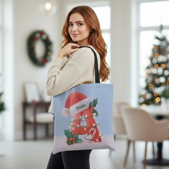 Personalised Christmas Alphabet 'A' Tote Bag (Creator Uploaded)