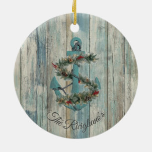Personalised Christmas Anchor Ceramic Ornament