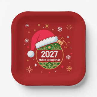 Personalised Christmas and 2027 New Year design Paper Plate