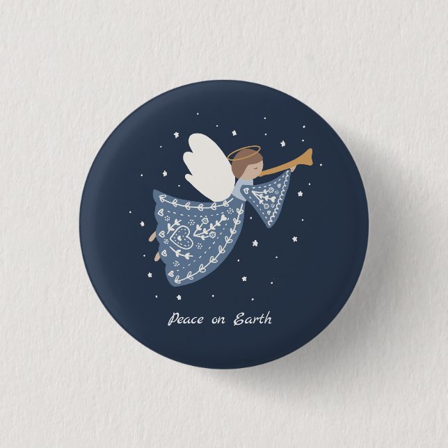 Personalised Christmas Angel Holiday Peace Earth 3 Cm Round Badge (Front)