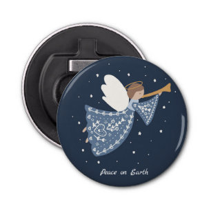 Personalised Christmas Angel Holiday Peace Earth Bottle Opener