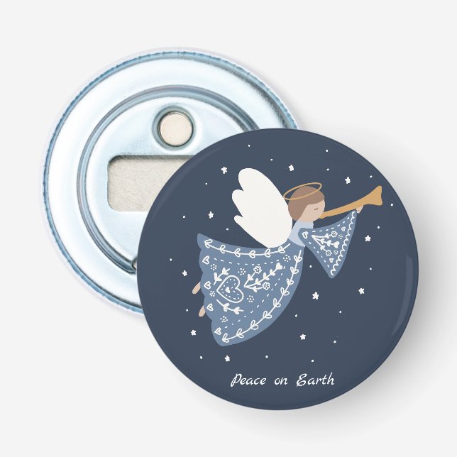 Personalised Christmas Angel Holiday Peace Earth Bottle Opener (Front)