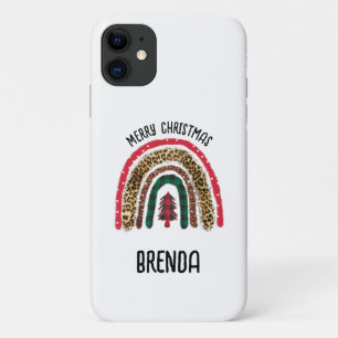 Personalised Christmas Animal Print Rainbow iPhone 11 Case