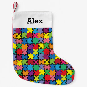 Personalised Christmas Autism Awareness Puzzle Small Christmas Stocking