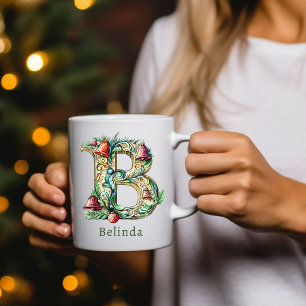 Personalised Christmas B Initial Monogram Coffee Mug