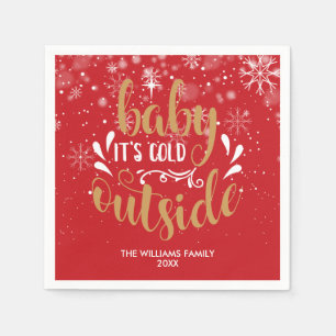 Personalised Christmas Baby It's Cold Outside Napkin
