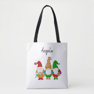 Personalised Christmas Bag with Cute Cartoon Gnome