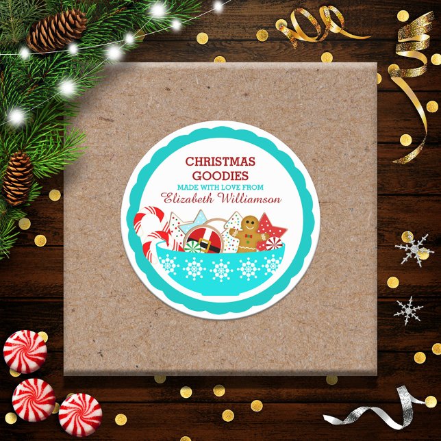 Personalised Christmas Baked Goods Classic Round Sticker (Creator Uploaded)