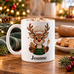 Personalised Christmas Baker Reindeer Mug