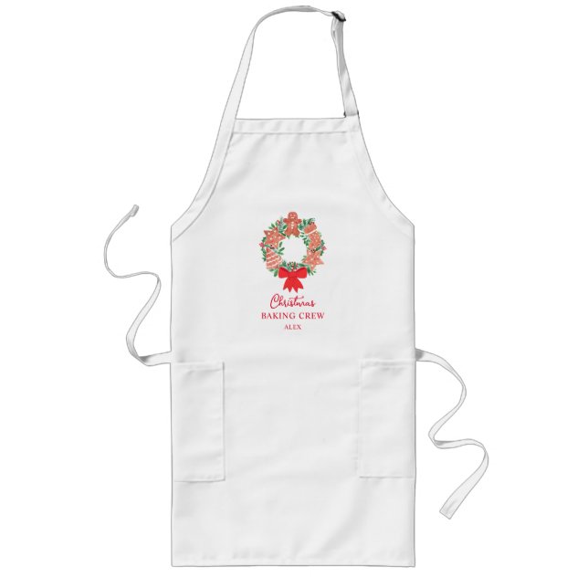 Personalised Christmas Baking Crew Long Apron (Front)