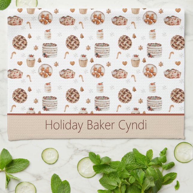 Personalised Christmas Baking Tea Towel (Folded)