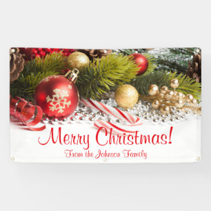 Personalised Christmas Banner Candy Cane Ornaments