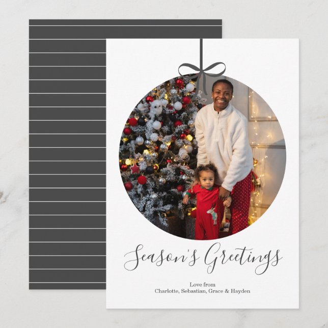 Personalised Christmas Bauble Photo Frame Holiday Card (Front/Back)