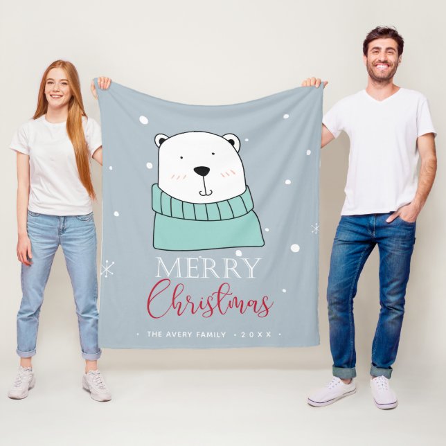 Personalised Christmas Bear Fleece Blanket (In Situ)