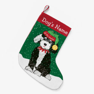 Personalised Christmas Bernedoodle Elf Small Christmas Stocking