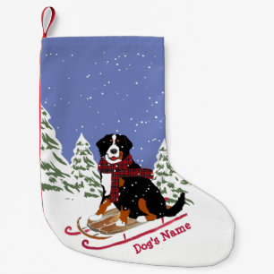 Personalised Christmas Bernese Mt Dog Sledding Small Christmas Stocking