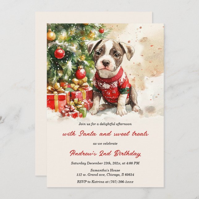 Personalised Christmas Birthday Invitations (Front/Back)