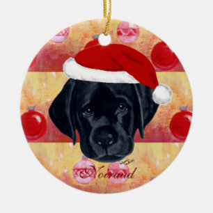 Personalised Christmas Black Labrador Puppy Ceramic Tree Decoration