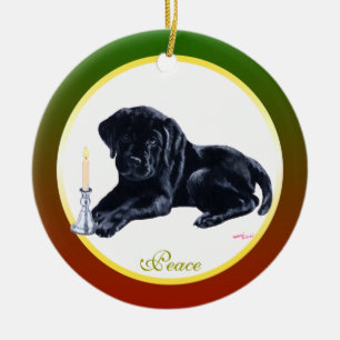 Personalised Christmas Black Labrador Puppy Ceramic Tree Decoration