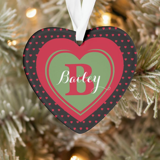 Personalised Christmas Black, Red & Green Keepsake Ornament (Tree)