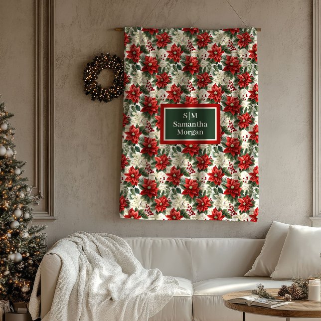 Personalised Christmas Blanket Classic Floral Look (Personalized Christmas Blanket Classic Floral Look)