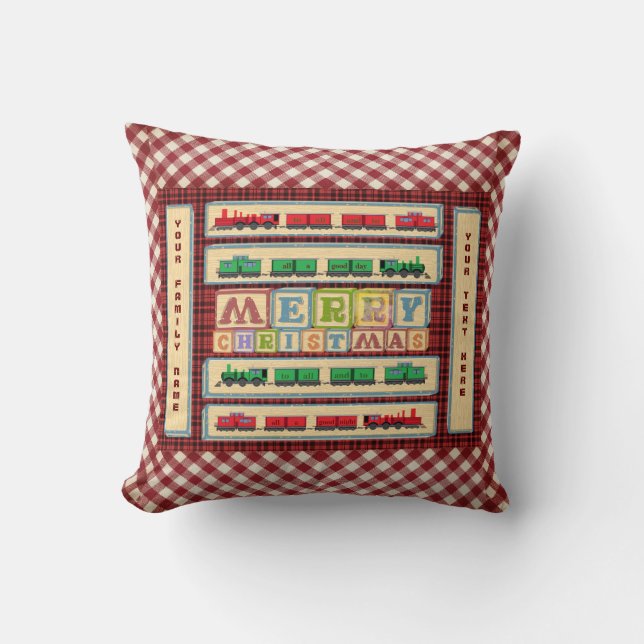 Personalised Christmas Block Party Cushion (Front)