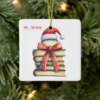 Personalised Christmas Book Tree-Teacher/Librarian Ceramic Ornament