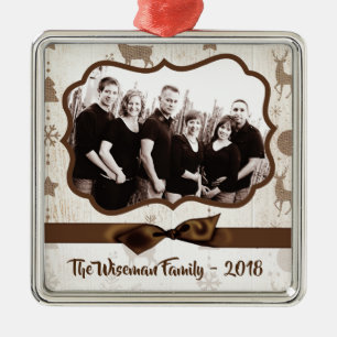 Personalised Christmas Burlap Deer PHOTO Ornament