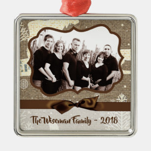 Personalised Christmas Burlap Deer PHOTO Ornament