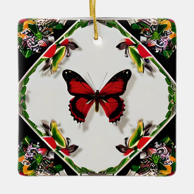 Personalised Christmas Butterfly Personalised Name Ceramic Ornament (Front)