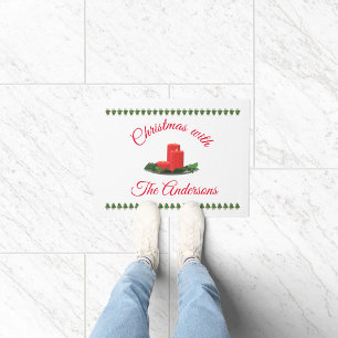 Personalised Christmas Candles kitchen mat