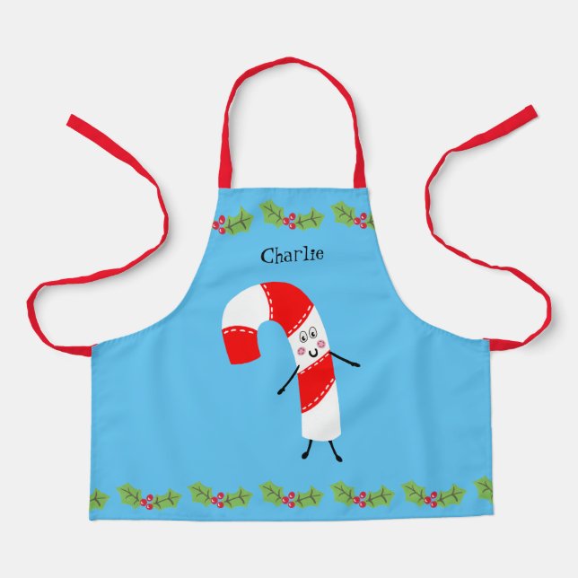 Personalised Christmas Candy Cane Apron (Front)
