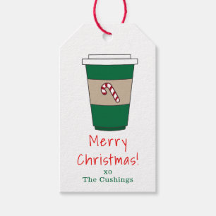 Personalised Christmas Candy Cane Coffee Tea Gift Tags