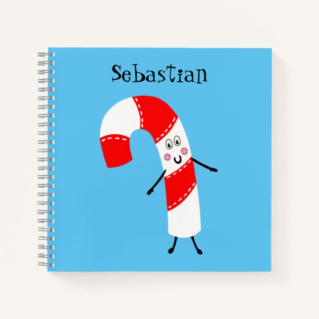 Personalised Christmas Candy Cane Notebook (Front)