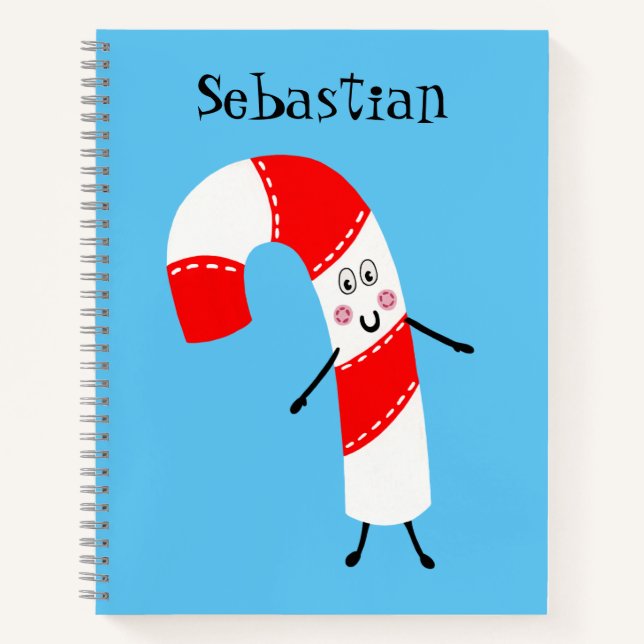 Personalised Christmas Candy Cane Notebook (Front)